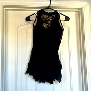 Simple plain lace figure skating dress